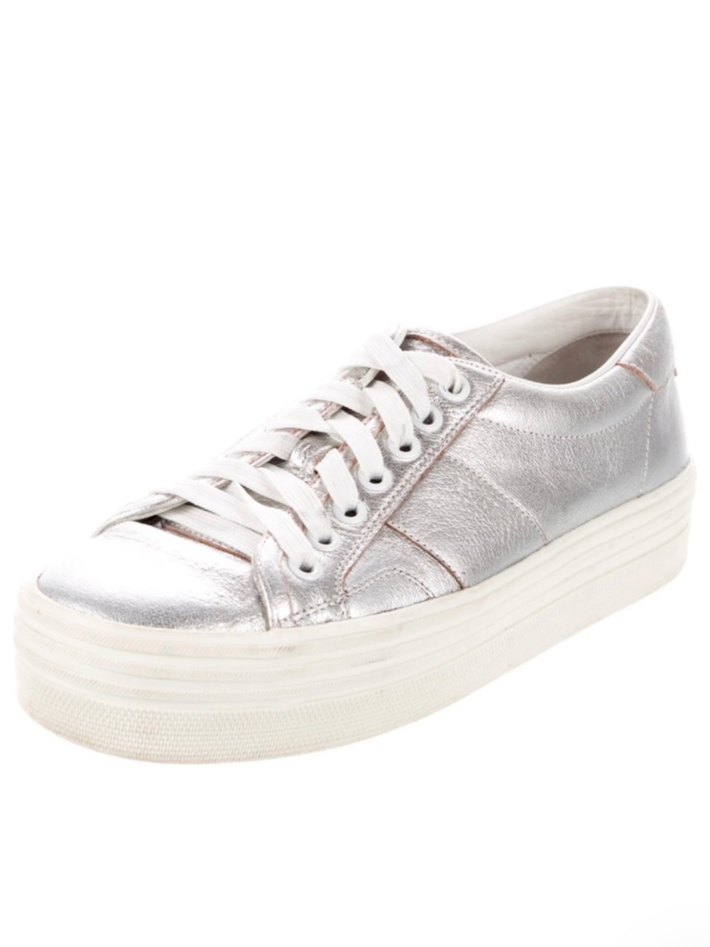Saint Laurent Court Classic Platform Sneakers Metallic Silver Leather | IT 37 /